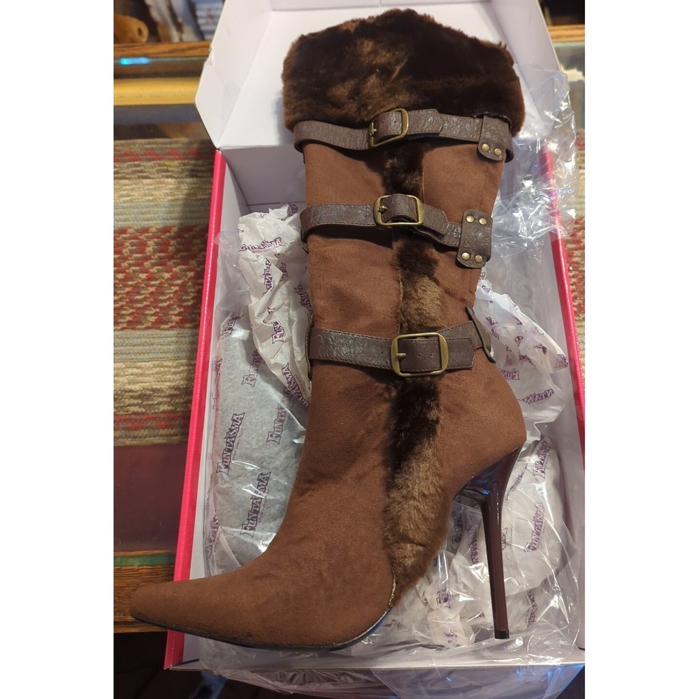 NEW‎ Funtasma Women's Sz 9 Dark Brown Microfiber Boots 4.5" Heel